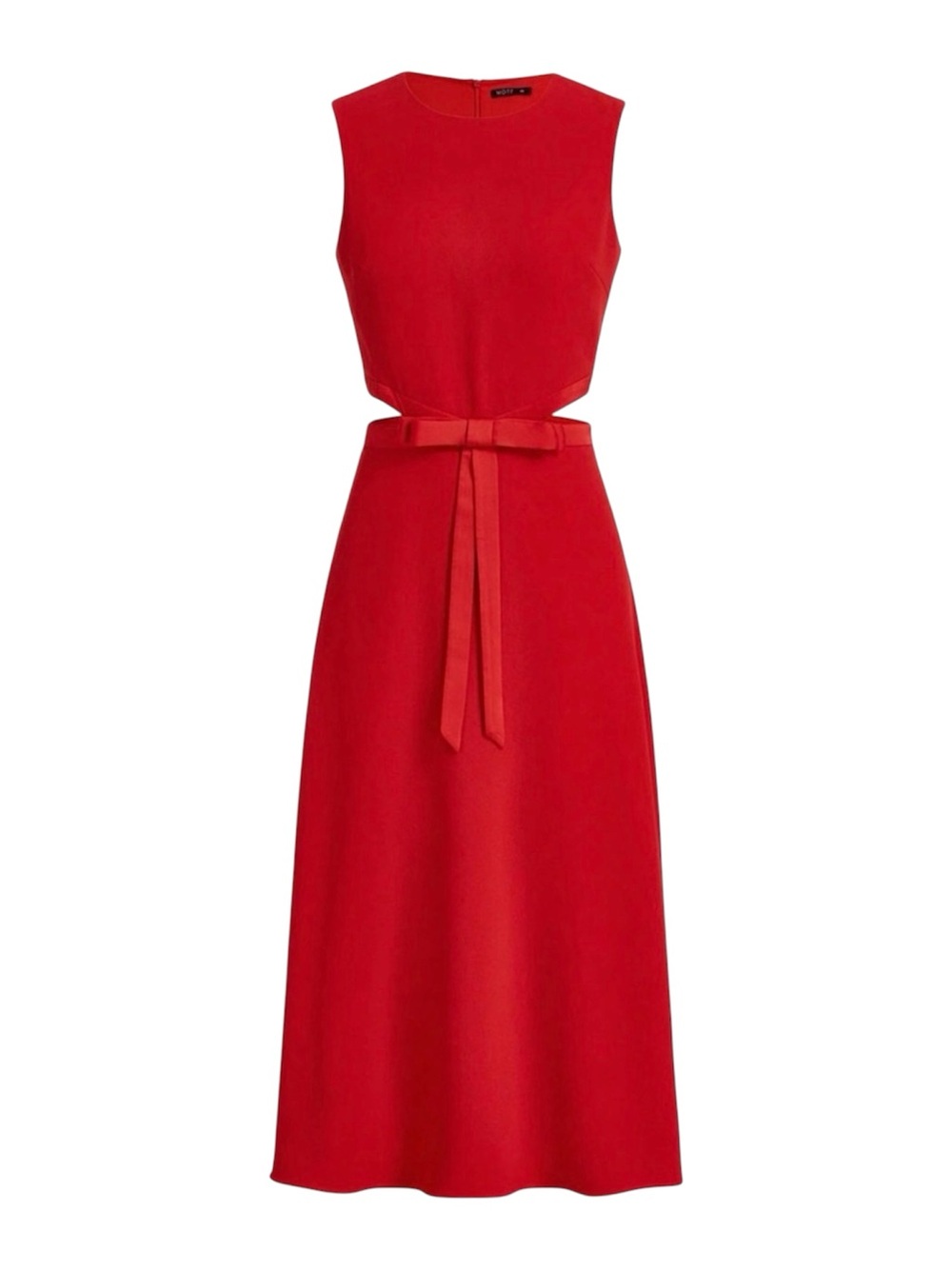 MOTF Red midi Dress with Cutout Waist and Bow Details | Size Large | NWT